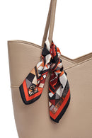 Women's Beige Accessory Detailed Shoulder Bag | Derimod Women's Beige Accessory Detailed Shoulder Bag | Derimod