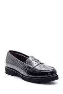 Kadın Kroko Desenli Deri Loafer | Derimod Kadın Kroko Desenli Deri Loafer | Derimod