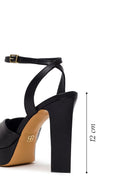 Woman Black Ankle-Buckle Platform High Chunky Heel Leather Sandal | Derimod Woman Black Ankle-Buckle Platform High Chunky Heel Leather Sandal | Derimod