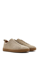 Men's Beige Suede Leather Sneaker | Derimod Men's Beige Suede Leather Sneaker | Derimod