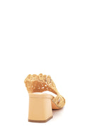 Kadın Bej Hasır Topuklu Sandalet | Derimod Kadın Bej Hasır Topuklu Sandalet | Derimod