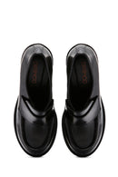 Kadın Siyah Rugan Deri Topuklu Loafer | Derimod Kadın Siyah Rugan Deri Topuklu Loafer | Derimod
