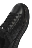 Men's Black Lace-up Thick-Sole Leather Sneaker | Derimod Men's Black Lace-up Thick-Sole Leather Sneaker | Derimod