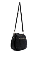 Woman Black Long-Strap Nubuck Crossbody Bag | Derimod Woman Black Long-Strap Nubuck Crossbody Bag | Derimod