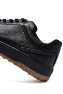 Erkek Siyah Bağcıklı Deri Sneaker | Derimod Erkek Siyah Bağcıklı Deri Sneaker | Derimod