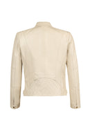Donna Women's Beige Short Leather Jacket | Derimod Donna Women's Beige Short Leather Jacket | Derimod