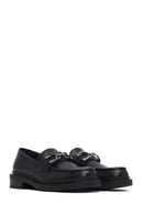 Women's Black Buckled Leather Masculine Loafer | Derimod Women's Black Buckled Leather Masculine Loafer | Derimod
