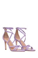 Women's Lilac Leather Heeled Sandals | Derimod Women's Lilac Leather Heeled Sandals | Derimod