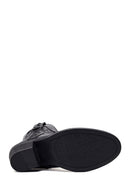 Woman Black Zip Closure Leather Cowboy Boots | Derimod Woman Black Zip Closure Leather Cowboy Boots | Derimod