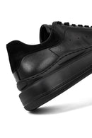Men's Black Lace-Up Thick-Soled Leather Sneaker | Derimod Men's Black Lace-Up Thick-Soled Leather Sneaker | Derimod