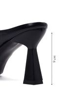 Woman Black Heeled Leather Slipper | Derimod Woman Black Heeled Leather Slipper | Derimod