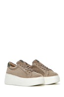 Women's Mink Suede Leather Thick Soled Sneaker | Derimod Women's Mink Suede Leather Thick Soled Sneaker | Derimod