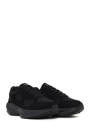 Erkek Siyah Bağcıklı Kalın Tabanlı Kumaş Sneaker | Derimod Erkek Siyah Bağcıklı Kalın Tabanlı Kumaş Sneaker | Derimod