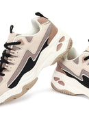 Women's Beige Lace-Up Thick-Soled Sneaker | Derimod Women's Beige Lace-Up Thick-Soled Sneaker | Derimod
