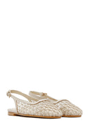 Women's Beige Open Back Patterned Ballerinas | Derimod Women's Beige Open Back Patterned Ballerinas | Derimod