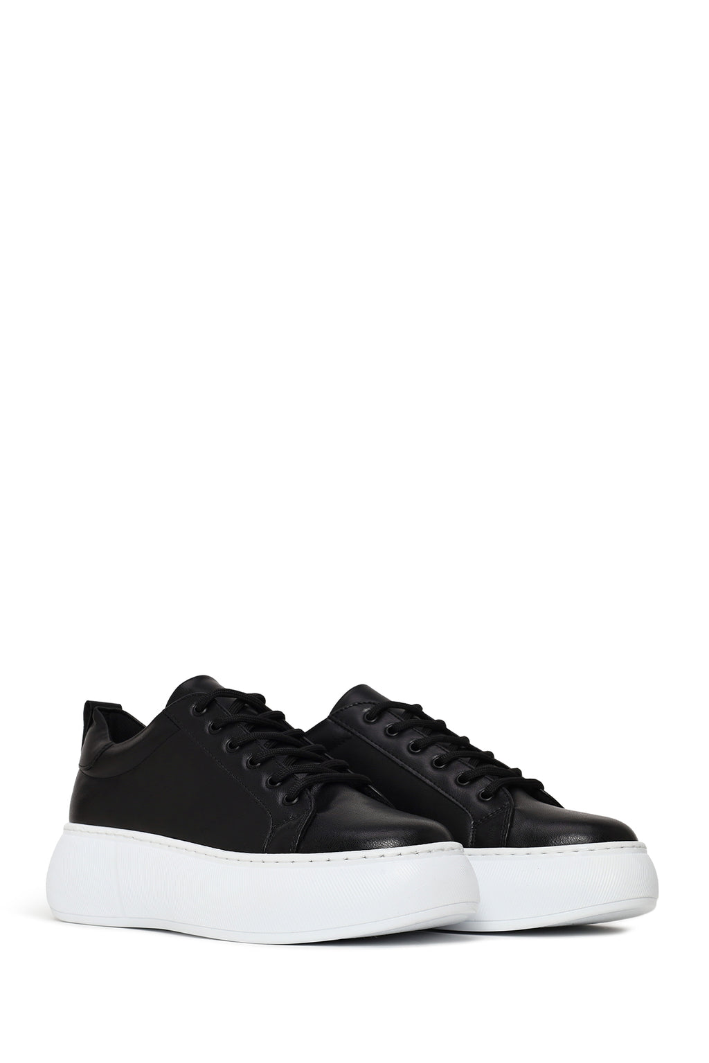 Kadın Siyah Bağcıklı Kalın Tabanlı Sneaker