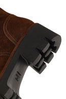 Women's Brown Zippered Thick-Soled Suede Leather Combat Boot | Derimod Women's Brown Zippered Thick-Soled Suede Leather Combat Boot | Derimod