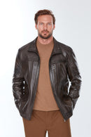 Bruno Men's Mink Leather Jacket | Derimod Bruno Men's Mink Leather Jacket | Derimod