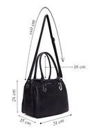 Woman Black Long Strap Printed Shoulder Bag | Derimod Woman Black Long Strap Printed Shoulder Bag | Derimod