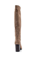 Women's Suede Heeled Leather Boots | Derimod Women's Suede Heeled Leather Boots | Derimod