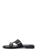 Women's Black Leather Slippers | Derimod Women's Black Leather Slippers | Derimod