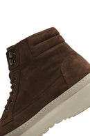 Men's Brown Thick Soled Laced Suede Leather Boots | Derimod Men's Brown Thick Soled Laced Suede Leather Boots | Derimod