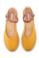 Kadın Sarı Hasır Taban Espadril Sandalet | Derimod Kadın Sarı Hasır Taban Espadril Sandalet | Derimod