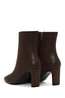 Woman Brown Zip Closure Heeled Boots | Derimod Woman Brown Zip Closure Heeled Boots | Derimod