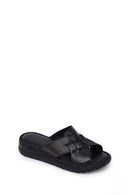 Woman Black Wedge Comfort Slipper | Derimod Woman Black Wedge Comfort Slipper | Derimod