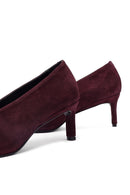 Kadın Bordo Kısa İnce Topuklu Süet Deri Stiletto | Derimod Kadın Bordo Kısa İnce Topuklu Süet Deri Stiletto | Derimod