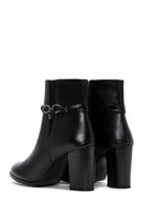 Women's Black Buckle Thick Heeled Classic Boots | Derimod Women's Black Buckle Thick Heeled Classic Boots | Derimod