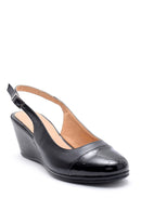 Women's Patent Leather Detailed Wedge Heeled Sandals | Derimod Women's Patent Leather Detailed Wedge Heeled Sandals | Derimod