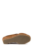 Woman Mink Strappy Wedge Heel Suede Sandal | Derimod Woman Mink Strappy Wedge Heel Suede Sandal | Derimod