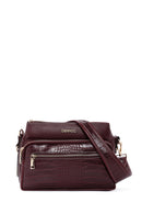 Women's Claret Red Long Strap Crocodile Crossbody Bag | Derimod Women's Claret Red Long Strap Crocodile Crossbody Bag | Derimod