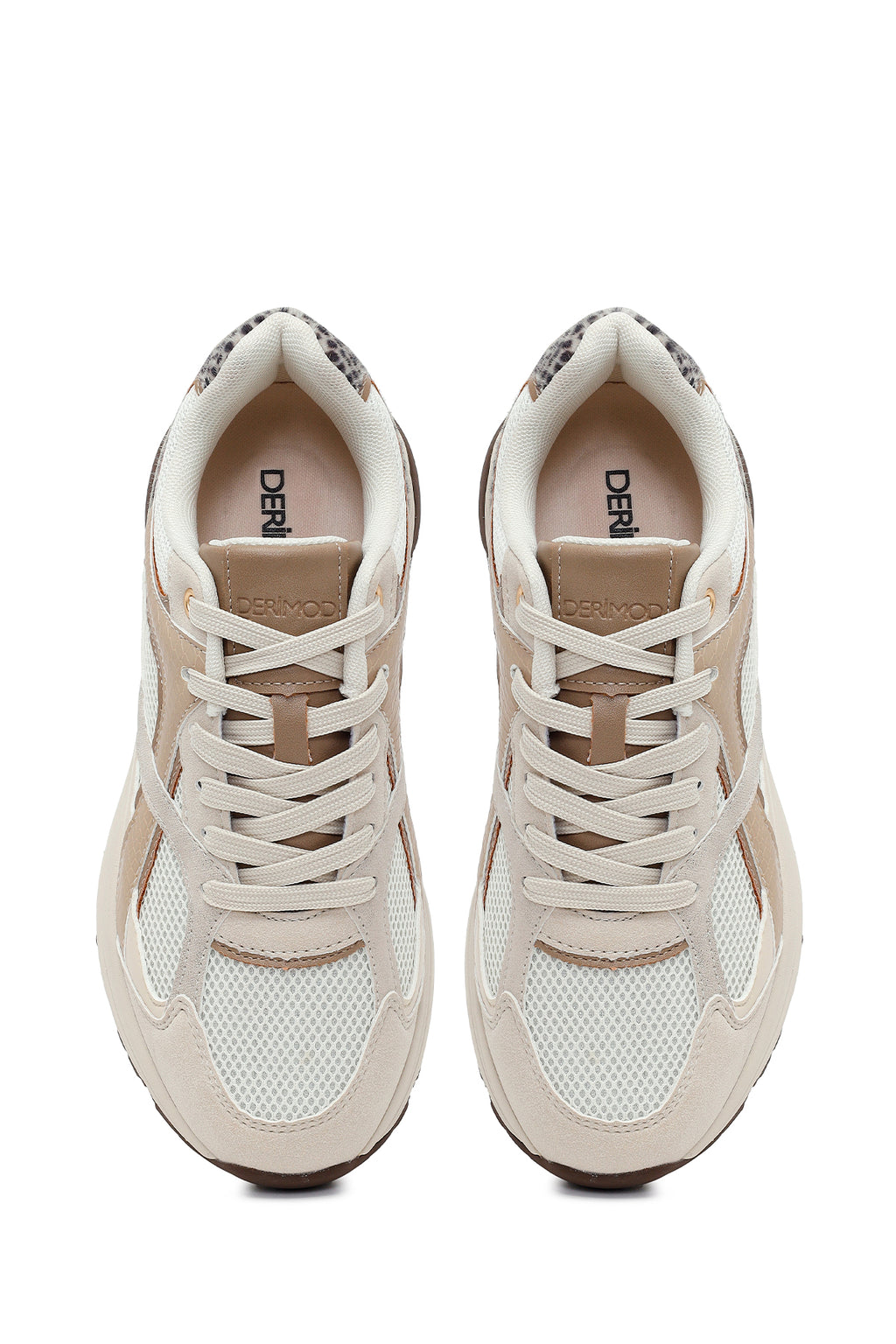 Kadın Bej Bağcıklı Kalın Tabanlı Sneaker