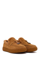 Kadın Camel Tokalı Kalın Tabanlı Süet Deri Teddy Loafer | Derimod Kadın Camel Tokalı Kalın Tabanlı Süet Deri Teddy Loafer | Derimod