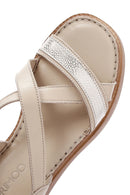 Women's Beige Leather Thick Sole Comfort Sandals | Derimod Women's Beige Leather Thick Sole Comfort Sandals | Derimod