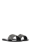 Women's Black Stone Jelly Slippers | Derimod Women's Black Stone Jelly Slippers | Derimod
