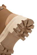 Women's Tan Zippered Leather Boots | Derimod Women's Tan Zippered Leather Boots | Derimod