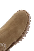 Women's Tan Suede Leather Buckle Zippered Boots | Derimod Women's Tan Suede Leather Buckle Zippered Boots | Derimod