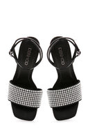 Women's Black Stone Heeled Sandals | Derimod Women's Black Stone Heeled Sandals | Derimod