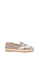 Embroidered Beige Women's Espadrille | Derimod Embroidered Beige Women's Espadrille | Derimod