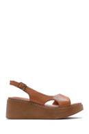 Women's Brown Thick Soled Leather Comfort Sandals | Derimod Women's Brown Thick Soled Leather Comfort Sandals | Derimod