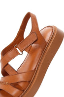 Women's Tan Ankle Strap Leather Comfort Sandals | Derimod Women's Tan Ankle Strap Leather Comfort Sandals | Derimod