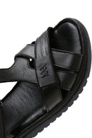 Kadın Siyah Deri Comfort Sandalet | Derimod Kadın Siyah Deri Comfort Sandalet | Derimod