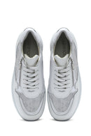 Kadın Beyaz Dolgu Topuklu Bağcıklı Deri Sneaker | Derimod Kadın Beyaz Dolgu Topuklu Bağcıklı Deri Sneaker | Derimod