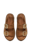 Women's Mink Back Buckle Thick Soled Suede Leather Sandals | Derimod Women's Mink Back Buckle Thick Soled Suede Leather Sandals | Derimod