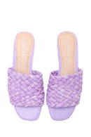 Women's Purple Straw Flat Slippers | Derimod Women's Purple Straw Flat Slippers | Derimod