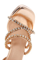 Women's Rose Gold Stone High Heel Sandals | Derimod Women's Rose Gold Stone High Heel Sandals | Derimod