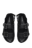 Women's Black Stone Buckle Sandals | Derimod Women's Black Stone Buckle Sandals | Derimod